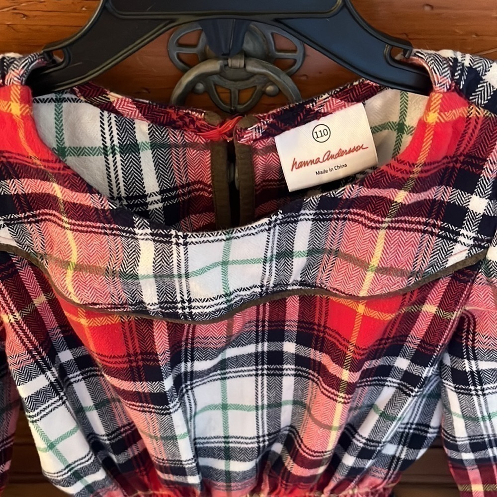 Hanna Andersson Girl’s Red Plaid Flannel Dress Size 5 Preloved - Picture 3 of 7